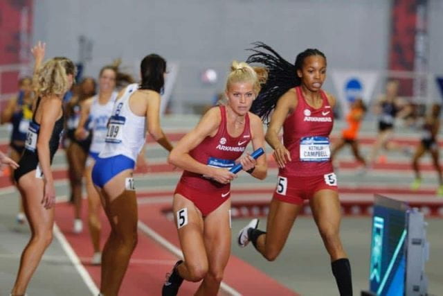 University of Arkansas nursing student and track athlete Quinn Owen at a competition.