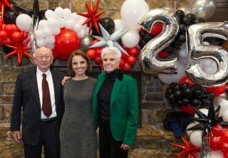 Interim Dean Kate Mamiseishvili (middle) poses with Charles Stegman and Ro Di Brezzo, who were instrumental in renaming the College of Education and Health Professions 25 years ago.