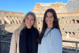 Addison Pummill (right), an information systems major, at the Colosseum with fellow U of A student Anna Buckley.