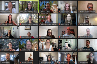 Department of Education Reform students, faculty and alumni enjoying a virtual get-together.
