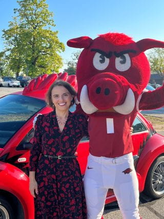 Dean Kate Mamiseishvili with Big Red, WE CARE-A-VAN