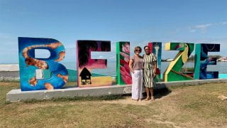 Assistant professor Kristi Perryman with Denise Lenares-Solomon in Belize City