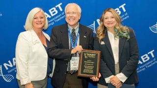 Pictured left to right, NABT President Amanda Glaze Townley, Dr. William McComas, and NABT Executive Director Jacki Reeves-Pepin.