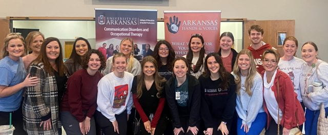 Nursing, speech-language pathology and occupational therapy students in the College of Education and Health Professions recently had the unique opportunity to work with children who have hearing loss at SPARK Day.